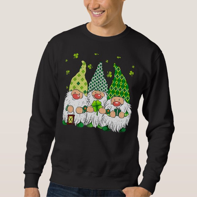 St Patricks Day Irish Gnomes Leprechauns Funky St  Sweatshirt (Vorderseite)