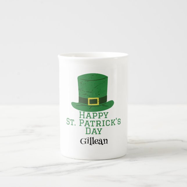 St. Patrick's Day Irish Green Hut Glück Kleeblatt Prozellantasse (Vorderseite)