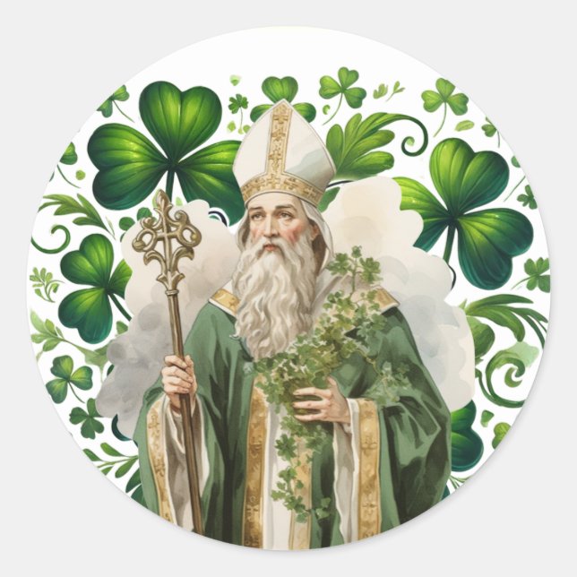 St. Patricks Day Irish Green Kleeblatts Religious Runder Aufkleber (Vorderseite)