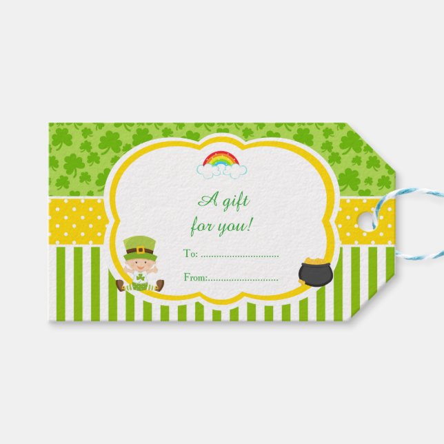 St Patrick's Day Irish Holiday Boy Baby Shower Geschenkanhänger (Vorderseite (Horizontal))
