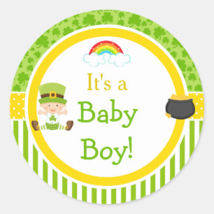St Patrick's Day Irish Holiday Boy Baby Shower Runder Aufkleber