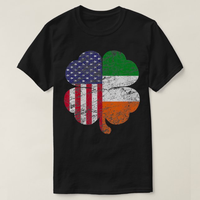 St Patricks Day Irish Ireland American Flag Shamr T-Shirt (Design vorne)
