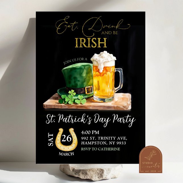 St Patricks Day Irish Kleeblatt Beer Holiday Party Einladung (Von Creator hochgeladen)