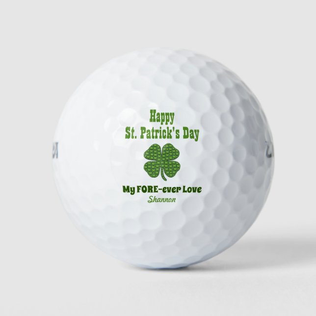 St Patricks Day Irish Kleeblatt Clover Forever Lov Golfball (Vorderseite)