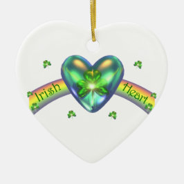 St. Patricks Day Irish Kleeblatt Herz Keramikornament