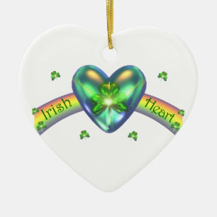St. Patricks Day Irish Kleeblatt Herz Keramikornament