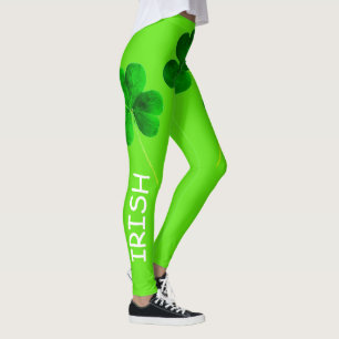 St Patrick's Day Irish Kleeblatt Neon Green Girly Leggings