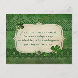 St. Patrick's Day Irish Kleeblatt Segen Postkarte