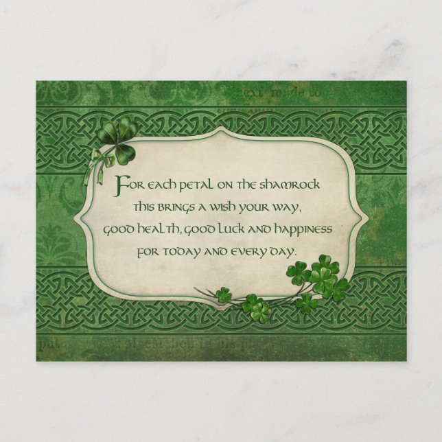 St. Patrick's Day Irish Kleeblatt Segen Postkarte (Vorderseite)