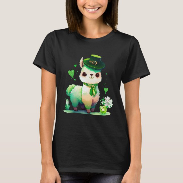St Patrick's Day Irish Lama Happy St Patrick's T-Shirt (Vorderseite)