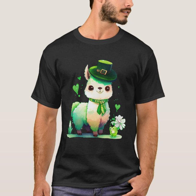 St Patrick's Day Irish Lama Happy St Patrick's T-Shirt (Vorderseite)