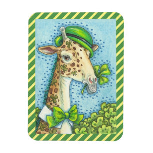 ST. PATRICK'S DAY IRISH LEPRACHAUN GIRAFFE MAGNET