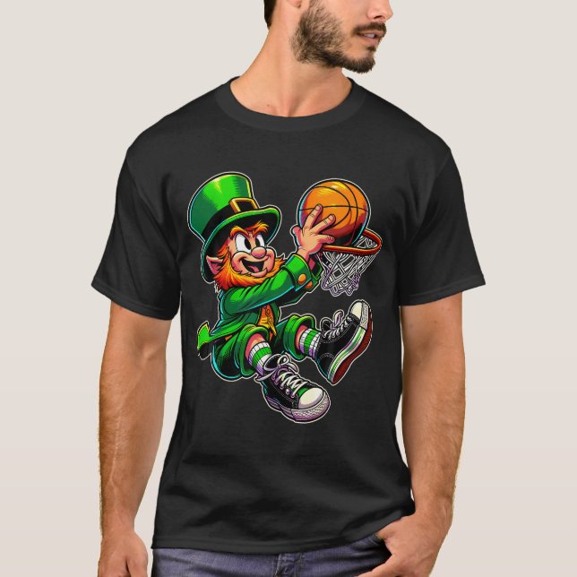 St Patrick's Day Irish Leprechaun Basketball Playe T-Shirt (Vorderseite)