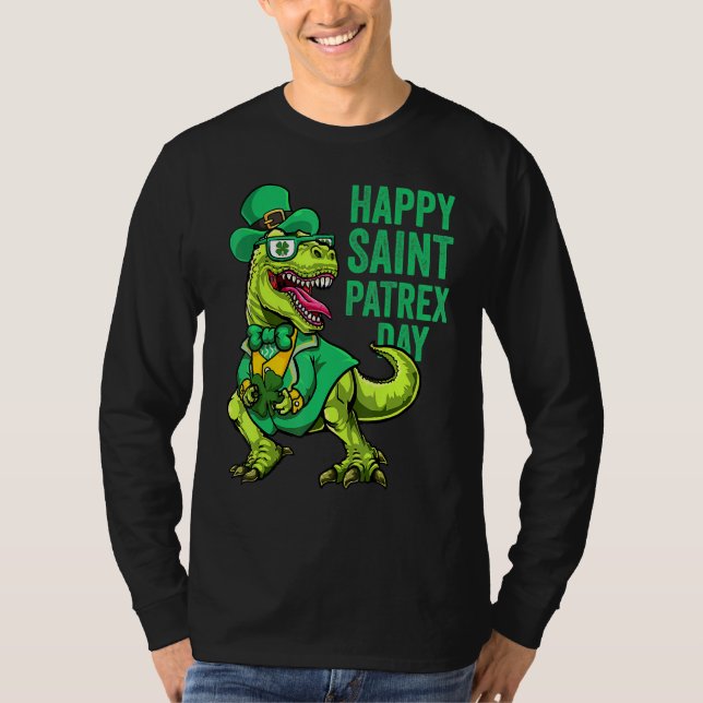 St Patricks Day Irish Leprechaun Dinosaur T Rex Bo T-Shirt (Vorderseite)