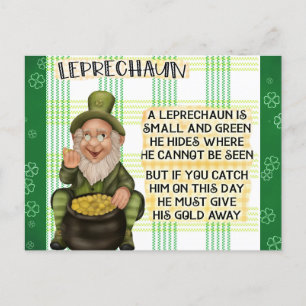 St Patricks Day Irish Leprechaun Gedicht Postkarte