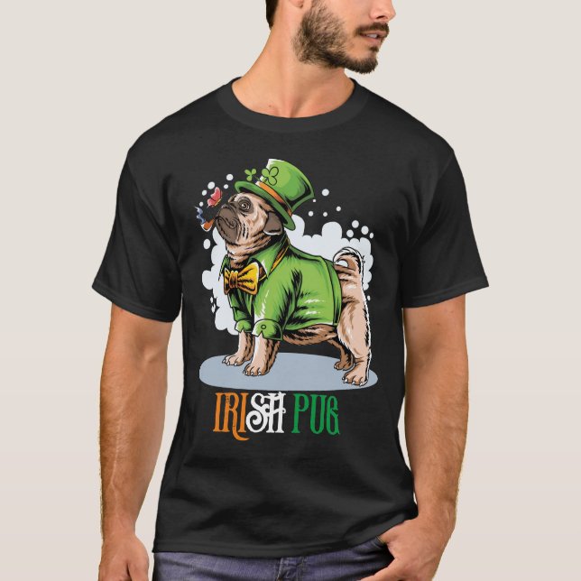 St. Patricks' Day Irish Mops Dog T - Shirt (Vorderseite)