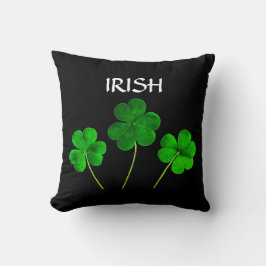St Patrick's Day Irish Neon Green Kleeblatt Black Kissen