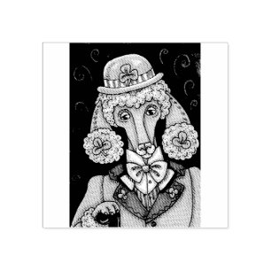 ST. PATRICK'S DAY IRISH POODLE, HUND RUBBER BRIEFM GUMMISTEMPEL