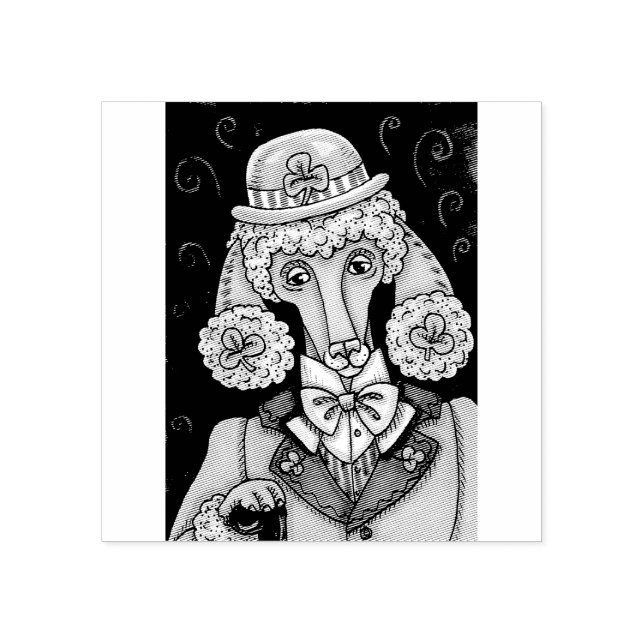 ST. PATRICK'S DAY IRISH POODLE, HUND RUBBER BRIEFM GUMMISTEMPEL (Prägung)