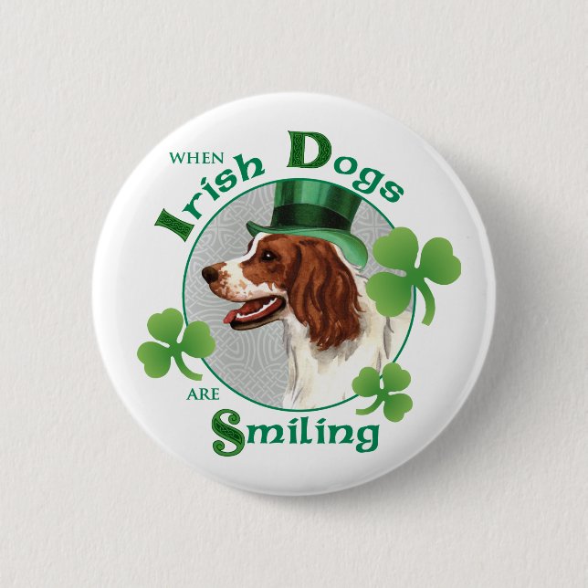 St. Patrick's Day Irish Red & White Setter Button (Vorderseite)
