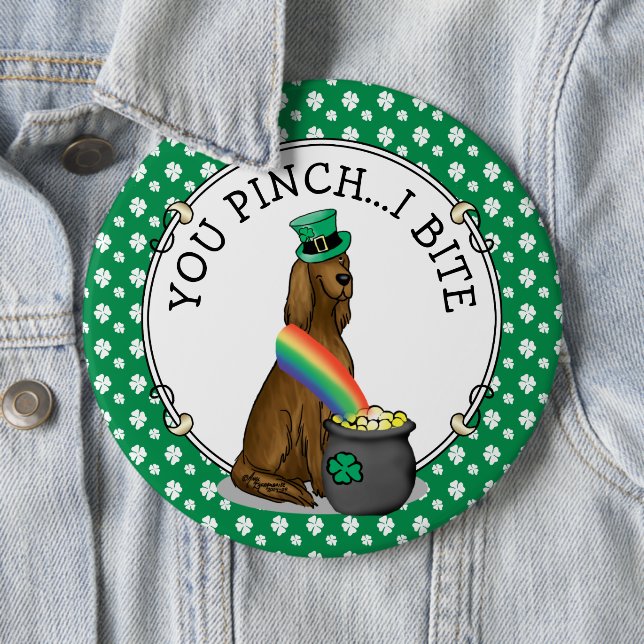St. Patrick's Day Irish Setter Dog (rot 1) Funny Button (Beispiel)