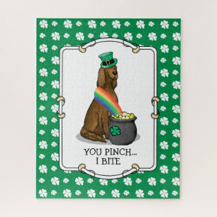 St. Patrick's Day Irish Setter Dog (rot 1) Funny Puzzle