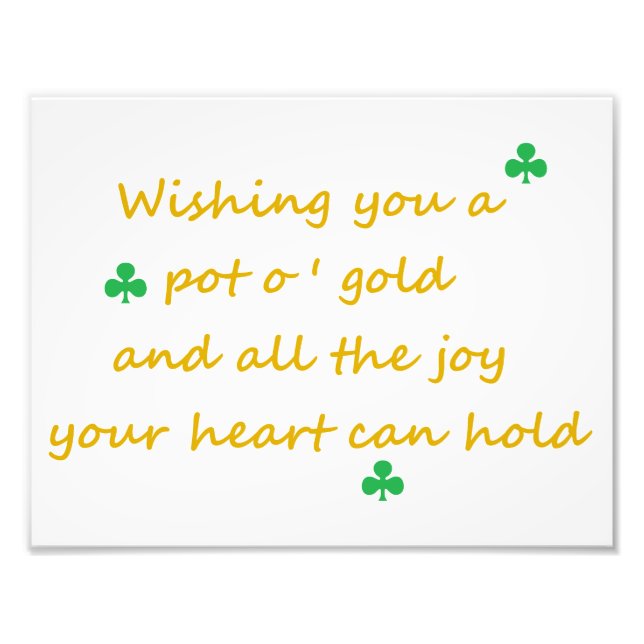St. Patrick's Day Irish Sprichwort 8.5 "x11" Print Fotodruck (Vorne)