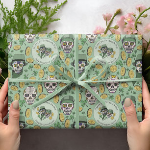 St Patrick's Day Irish Sugar Skull Custom Geschenkpapier