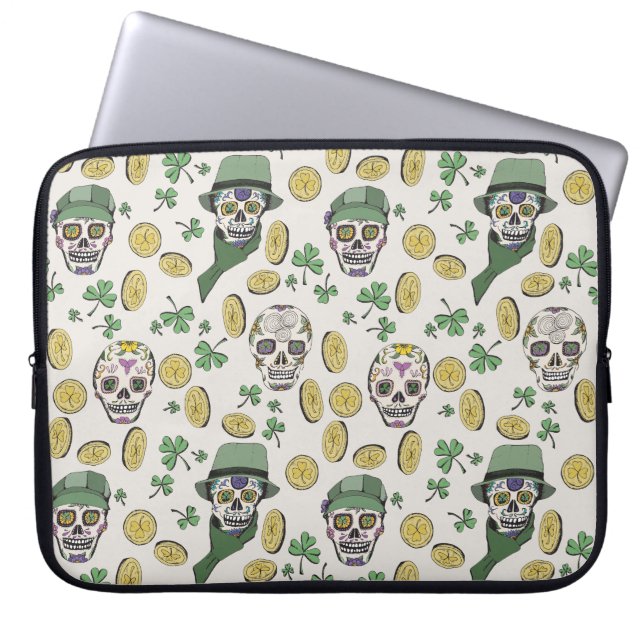 St Patrick's Day Irish Sugar Skull Custom Laptopschutzhülle (Vorderseite)