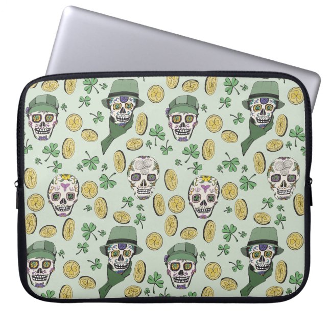 St Patrick's Day Irish Sugar Skull Custom Laptopschutzhülle (Vorderseite)