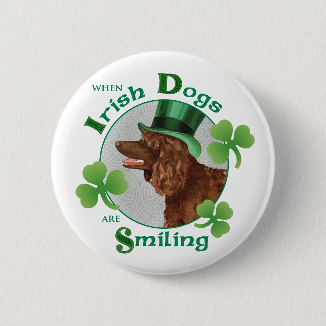 St. Patrick's Day Irish Water Spaniel Button (Vorderseite)