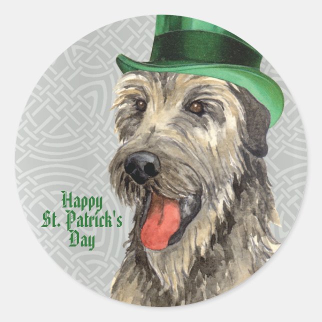 St. Patrick's Day Irish Wolfhound Classic Round St Runder Aufkleber (Vorderseite)