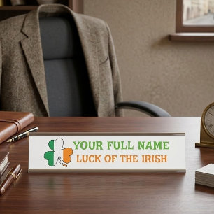 St. Patricks Day Irland Flag Shamrock Benutzerdefi Schreibtischnamensplakette