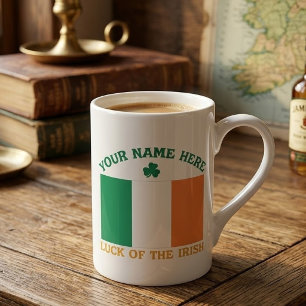 St. Patricks Day Irland Flagge Benutzername Shamro Prozellantasse
