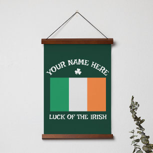 St. Patricks Day Irland Flagge Benutzername Shamro Wandteppich Mit Holzrahmen