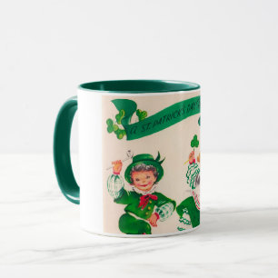 St. Patricks Day Junge & Mädchen, Vintage Tasse