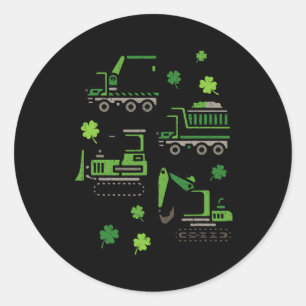 St Patricks Day Jungen Kinder Kleinkind Bau LKW Runder Aufkleber