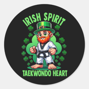 St Patricks Day Kampfsport Irische Seele Taekwond Runder Aufkleber
