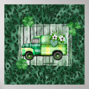St. Patrick's Day Karierter Vintager Lkw Poster
