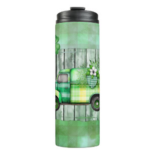 St. Patrick's Day Karierter Vintager Lkw Thermosbecher