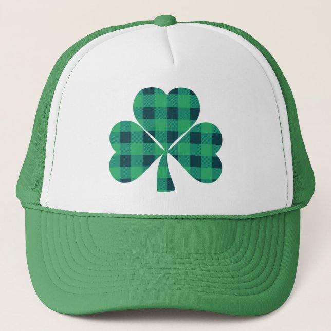 St. Patrick's Day | kariertes grünes Klee | Truckerkappe (Vorderseite)