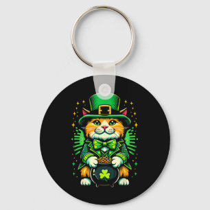 St. Patrick's Day Katze Leprechaun Katze Irischer Schlüsselanhänger