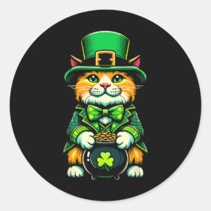 St. Patricks Day Katze Leprechaun Katze Irisches K Runder Aufkleber