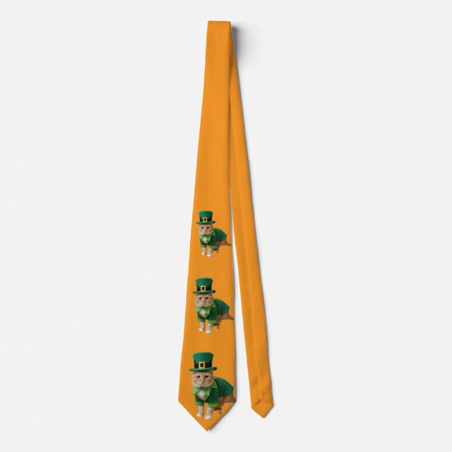 St. Patricks Day Katze Orange  Krawatte (Vorderseite)