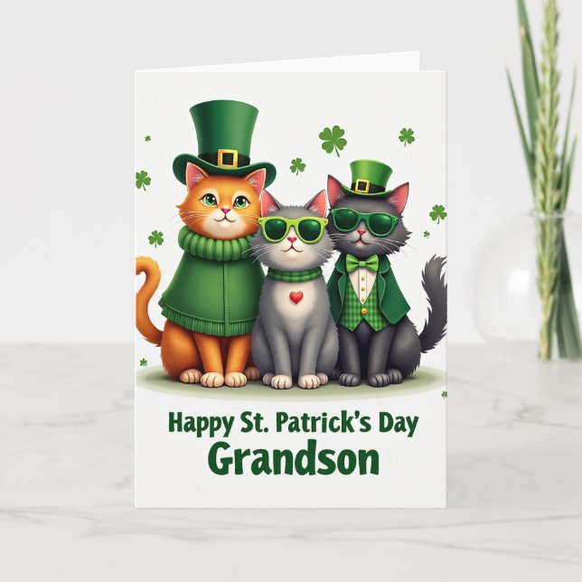 St. Patricks Day Katzen Glitter-Karte Karte (Vorderseite)