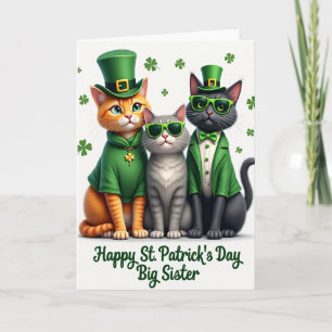St. Patricks Day Katzen Karte für große Schwester