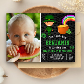 St. Patrick's Day Kids Foto Einladung zum Geburtst