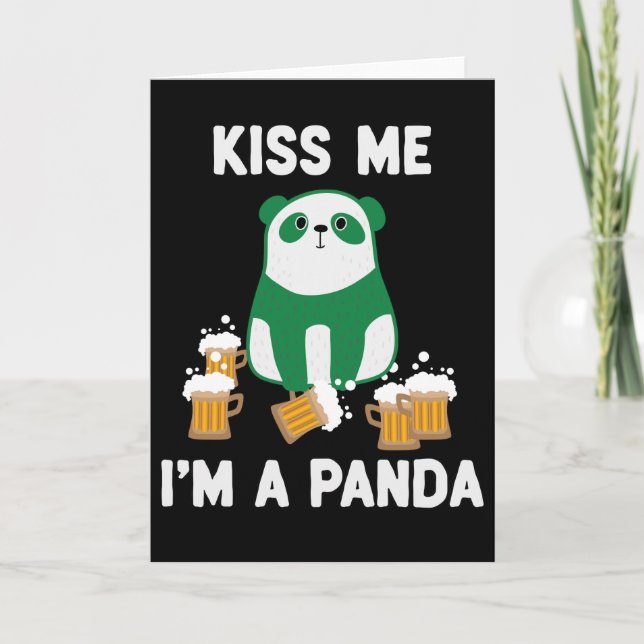 St Patrick's Day Kiss Me Ich bin Panda Karte (Vorderseite)