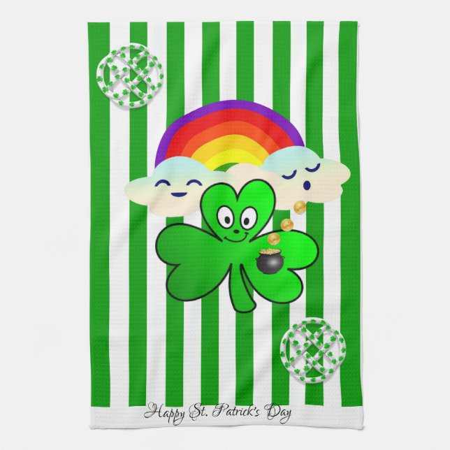 St Patrick's Day Kitchen Handtuchhandtuch Kleeblat Geschirrtuch (Vertikal)