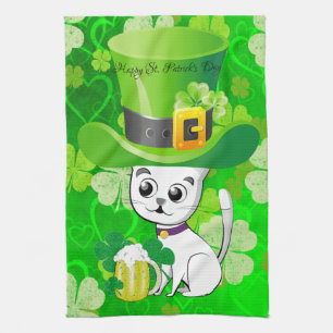 St Patrick's Day Kitchen Handtuchkatze Floral Geschirrtuch